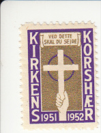 Denemarken Kerstvignet Cat AFA Julemaerker Norden Kirkens Korshaer Jaar 1951/52* Cat. 3.00 DKK - Emisiones Locales