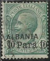 LEVANTE ALBANIA 1907 SOPRASTAMPATO D´ITALIA ITALY OVERPRINTED NUOVO VALORE 10 PA SU 5 C USATO USED OBLITERE´ - Albanië