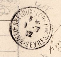 1912--cachet Manuel "BRELOUX LA CRECHE--Deux-Sèvres"--79--sur Carte Postale Fantaisie-vase De Fleurs En Bouquet - Cachets Manuels