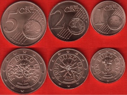 Austria Euro Set (3 Coins): 1, 2, 5 Cents 2014-2015 UNC - Oostenrijk