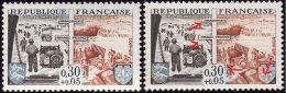 Variété 1964 - YT 1409 - Débarquements - Débord De Couleur Sur L'écusson Et Les Lettres- Jambe De Pantalon Noire - Ungebraucht