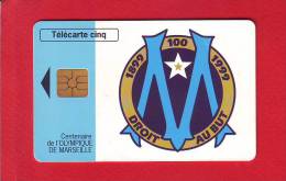 893 - Telecarte Cinq Unites 5 U Football Olympique De Marseille Logo OM Droit Au But (Gn536) - 5 Unités