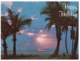 (PH 565) Posted From USA To Australia - RTS / DLO Postmark At Back Of Postcard - Happy Holiday Palm Tree And Beach - Árboles