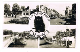 RB 1047 - 1957 Real Photo Multiview Postcard - Black Cat - Reading Berkshire - Reading