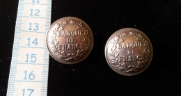 Deux Boutons Argentés Anciens Grand Modele, Marqués  "Banque De France" - Buttons