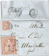 Ausland Brief  Aarburg - Montpellier F              1866 - Lettres & Documents