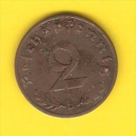 GERMANY  2 REICHSPFENNIG 1939 D (KM # 90) - 2 Reichspfennig