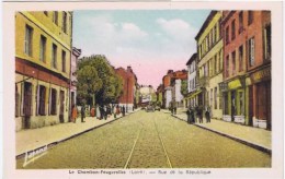 Cpa LE CHAMBON FEUGEROLLES Rue De La Republique - Le Chambon Feugerolles