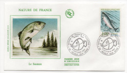 1990--enveloppe FDC "Soie" --Poissons--Le Saumon --cachet  NEUILLY SUR SEINE--92 - 1990-1999