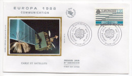 1988--enveloppe FDC "Soie" -EUROPA--Communications--Câble Et Satellite---cachet  PARIS--75 - 1980-1989