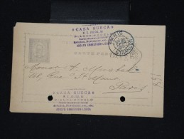 PORTUGAL - Entier Postal Commerciale ( Thème Musique ) De Lisbonne Pour Paris En 1896 - à Voir - P8696 - Ganzsachen