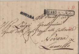 LV195- LOMBARDO VENETO - 6 Maggio 1853 Lettera Da Milano A Lomello (PV) Tassata 2 Decimi Pagati In Denaro. Leggi.... - Lombardy-Venetia