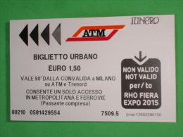 ATM MILANO Metropolitana/Autobus - 1  Biglietto Urbano - Convalidato - Europe