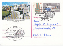 CATHEDRAL STAMP, STUTTGART PHILATELIC EXHIBITION, EUROPA CEPT, PC STATIONERY, ENTIER POSTAL, 1998, GERMANY - Cartes Postales Illustrées - Oblitérées