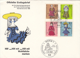 CHILDRENS, DOLLSS, COVER FDC, 1968, GERMANY - Puppen