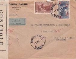 1944 LETTRE BEYROUTH LIBAN. POUR PARIS. CONTRÔLE CENSURE/ 349 - Covers & Documents