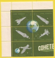 Cuba 1964 738 - 762 ** Bloc De 5 25 ème Anniversaire Première Fusée Postale Fusées Diverses Espace - Amérique Du Sud