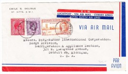 Leewards Islands 28.12.1946 KLM Flugpost Brief Nach Detroit USA - Leeward  Islands