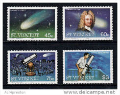 ST VINCENT, 1986, SG 973-6, Appearance Of Halley's Comet, Space, Astronaut, Set 4 V,  MNH, (**) - Other & Unclassified