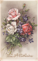Sainte Catherine, Roses, Violettes, Paillettes, Colorprint - Sint Catharina