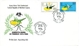 CHYPRE TURC. N°464-5 De 1999 Sur Enveloppe 1er Jour. Maintien De La Paix/Colombe. - Brieven En Documenten