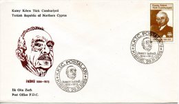 CHYPRE TURC. N°163 De 1985 Sur Enveloppe 1er Jour. Ismet Inönü. - Brieven En Documenten