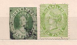 QUEENSLAND 1862-79 QUEEN VICTORIA 6p 2used & Mounted - Gebruikt