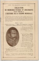 COLLECTION DE MEMOIRES ÉTUDES ET DOCUMENTS Pour Servir A L´HISTOIRE DE LA GUERRE MONDIALE - Payot - C/1920´s - 24 Pages - Guerra 1914-18