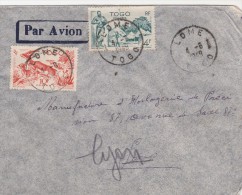 Yvert  247 + 250  TOGO Sur Lettre Avion LOME 4/8/1949 - Briefe U. Dokumente