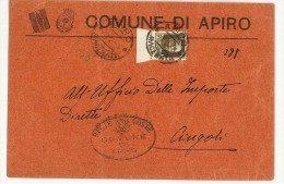 ITALIA REGNO - LETTERA DAL COMUNE DI APIRO - ANNO 1933 - STORIA DEI COMUNI D'ITALIA - Marcophilie (Avions)