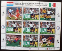 PARAGUAY Coupe Du Monde Football MEXICO 86, Feuillet 9 Valeurs ** MNH. - 1986 – Mexique