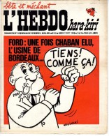 L'HEBDO HARA KIRI N° 86   SEPTEMBRE  1970  REISER WOLINSKI  ETC   ... - Humour