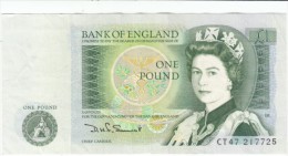United Kingdom Great Britain #377b 1 Pound 1981-84 Banknote Currency Money - 1 Pond