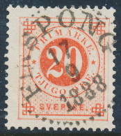 Sweden Suède Sverige: Facit 46, 20ö Red Ringtyp Posthorn, Nice FINSPONG Cancel (DCSV00261) - 1872-1891 Ringtyp