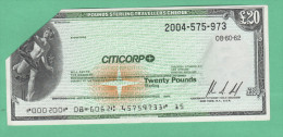 Travel Cheque England 20 Pounds 1962  Used - Non Classés