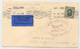 IRELAND - EIRE - 1929 COVER - EXPERIMENTAL FIRST AIR MAIL FLIGHT GALWAY - CROYDON  Scarce GAILLIMH Cancel - Rr - Poste Aérienne