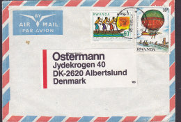 Rwanda Air Mail Par Avion KIGALI 1986 Cover Brief Canoe & Ballon Stamps - Used Stamps