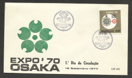 Portugal FDC Japon Expo 1970 Osaka Cachet Coimbra Japan Expo 1970 FDC Coimbra Postmark. - 1970 – Osaka (Japan)