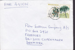 Rwanda Air Mail Par Avion KIGALI 1986 Cover Brief Denmark 70 C. Tree Baum Stamp - Oblitérés