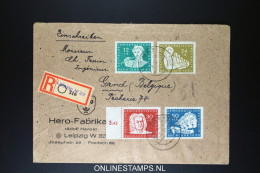 DDR   R-Brief Leipzig To Gent Belgium, Mi 256 - 259 Cancelled 24-6-1950 Leipzig - Covers & Documents