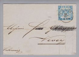 Baden 1871-10-12 Lahr Brief Nach Vevey Mit Mi#25b Hellgraublau EF - Cartas & Documentos