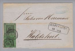 Baden 1855-03-26 Karlsruhe Brief Nach Waldshut Mit Mi#3+6 5 Kr-O 24 - Briefe U. Dokumente