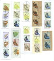 Set 10 Strips Vlinders Marijke Meersman - Op Briefstuk - Speciale Afstempeling - Used Stamps