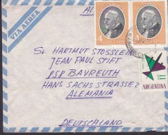 Argentina Via Aerea SAN ISIDRO Cover Letra BAYREUTH Germany Pope Pabst Juan XXIII Stamps (Pair) - Cartas & Documentos