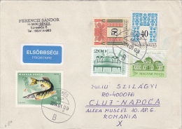 24763- FISH, CASTLE, MOTIFS, SOFA, STAMPS ON COVER, 2014, HUNGARY - Covers & Documents