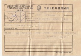 24792- TELEGRAMME SENT FROM CLUJ TO ALBA IULIA, 1957, ROMANIA - Telegraaf