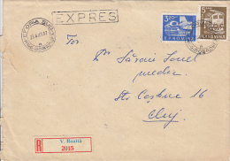 24840- PLANE, AIRPORT, TRAIN, STAMPS ON REGISTERED COVER, 1963, ROMANIA - Lettres & Documents