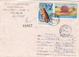 24860- FABLE, WHEAT HARVESTER, STAMPS ON REGISTERED COVER, 1988, ROMANIA - Covers & Documents