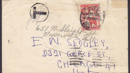 Gold Coast TAXE Postage Due 1954 Cover Brief CHICAGO Irving Park Station (Arrival Cds.) READRESSED (2 Scans) - Goudkust (...-1957)