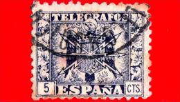 SPAGNA - Usato - 1949 - Telegrafo - Stemma - 5 C - Télégraphe